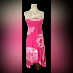 Joe Boxer Tie Dye Ombre Pink Beachy Sleeveless High Low Stretch Sun Dress size L